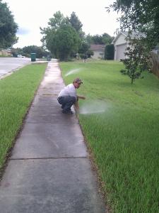 Live Oak Sprinkler Repair techs adjust every pop up head by hand