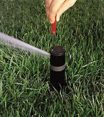 a Scotts Valley Sprinkler Repair specialist adjusts a spray head