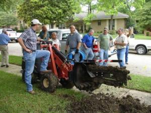 a trenching party with our Santa Cruz Sprinkler Repair team